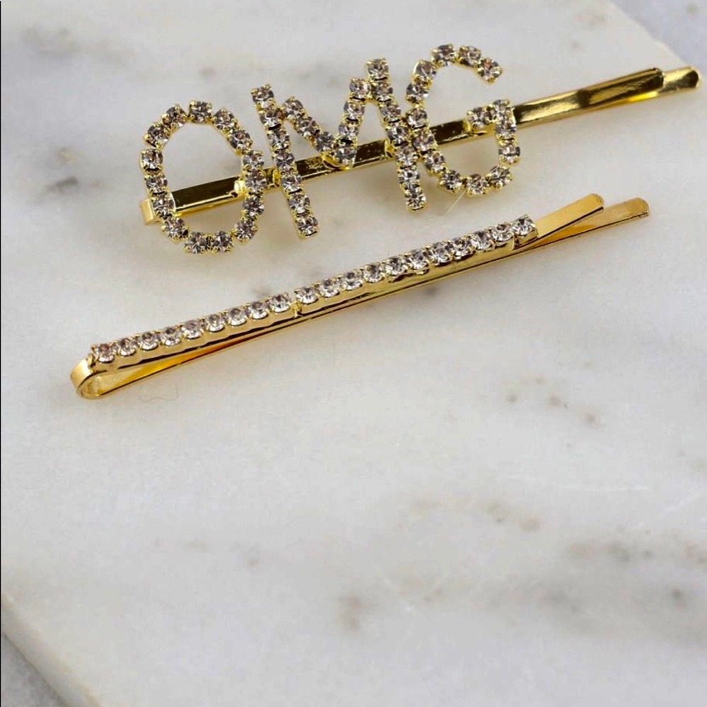 Omg Crystal Hair Barette Gold